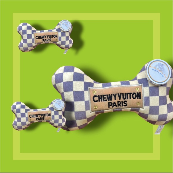 Dog Diggin Designs Toy w/Squeaker - Chewy Vuiton Cream/Grey Size LARGE! New - Picture 13 of 16
